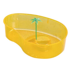 BOWL WITH PLASTIC PALM PLANT